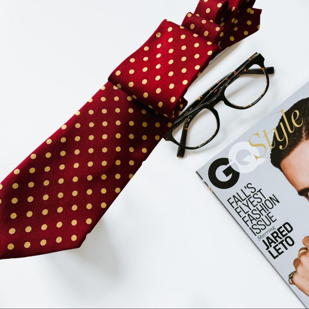 Vintage Polo Ralph Lauren Burgundy Polkadot tie
